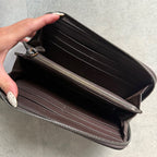 Bottega Veneta Round Zipper Long Wallet Intrecciato Calf Leather Dark Brown Men — view 9