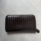Bottega Veneta Round Zipper Long Wallet Intrecciato Calf Leather Dark Brown Men — view 7