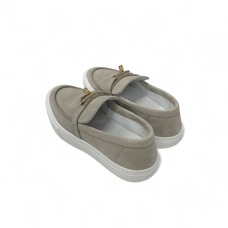 Hermes Game Sneakers Shoes Suede Beige Pink Gold Kelly Hardware Slip-on — view 4