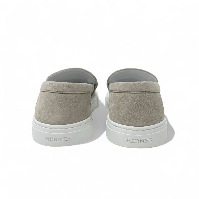 Hermes Game Sneakers Shoes Suede Beige Pink Gold Kelly Hardware Slip-on — view 5