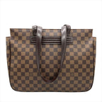 Louis Vuitton Vallioli PM Tote Bag Damier Ebene Brown Gold Hardware — view 3