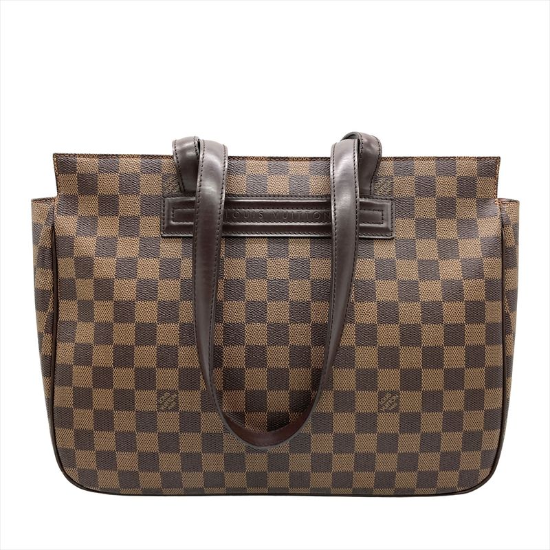 Louis Vuitton Vallioli PM Tote Bag Damier Ebene Brown Gold Hardware — view 3