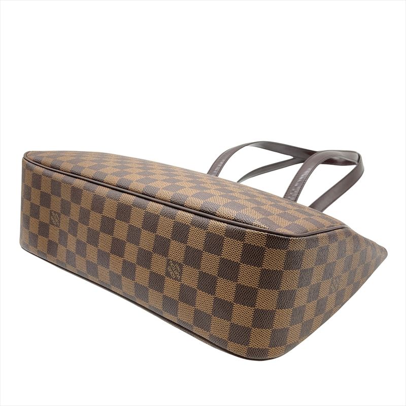 Louis Vuitton Vallioli PM Tote Bag Damier Ebene Brown Gold Hardware — view 4