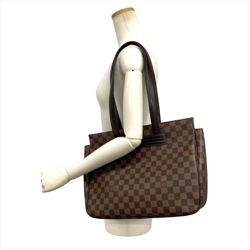 Louis Vuitton Vallioli PM Tote Bag Damier Ebene Brown Gold Hardware — view 2