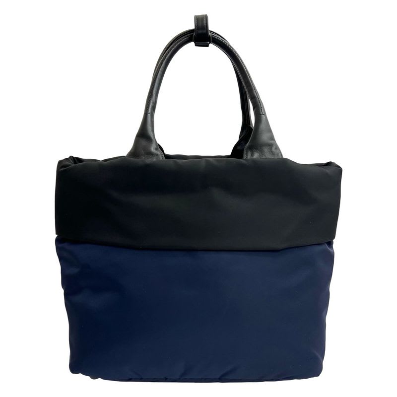 Prada Triangle Logo Hardware Nylon Leather 2-Way Tote Handbag — view 4