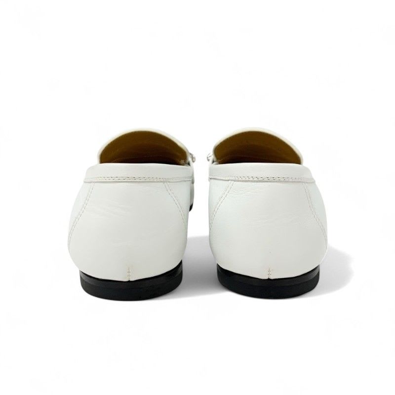 Hermes Colette Loafer Leather Shoes White Silver Ruri Buckle Moccasins — view 5