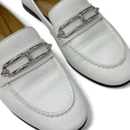 Hermes Colette Loafer Leather Shoes White Silver Ruri Buckle Moccasins — view 9