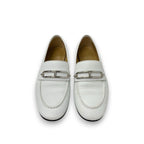Hermes Colette Loafer Leather Shoes White Silver Ruri Buckle Moccasins — view 2