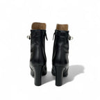Hermes Boots Short Shoes Leather Black Silver Kelly Hardware — view 5