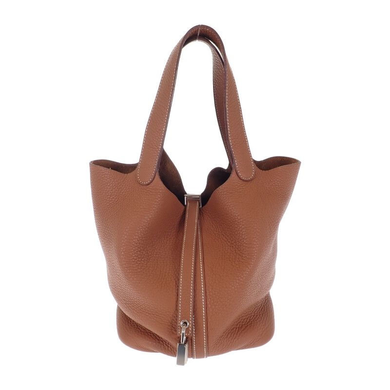 Hermes Picotin Lock MM Ck37 Handbag Taurillon Clemence Gold Silver — view 2