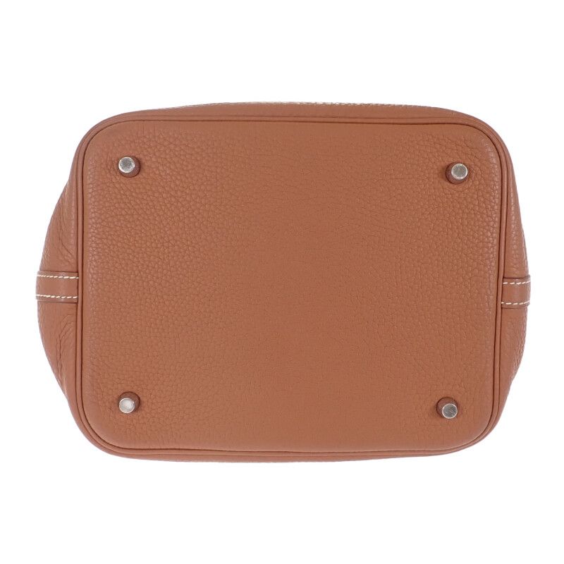 Hermes Picotin Lock MM Ck37 Handbag Taurillon Clemence Gold Silver — view 6
