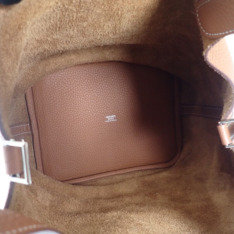 Hermes Picotin Lock MM Ck37 Handbag Taurillon Clemence Gold Silver — view 7