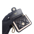 Chanel Mini Quilted Chain Clutch Ap3560 Shoulder Bag Lambskin Black Beige — view 8