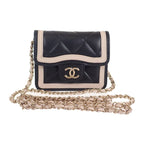 Chanel Mini Quilted Chain Clutch Ap3560 Shoulder Bag Lambskin Black Beige — view 3
