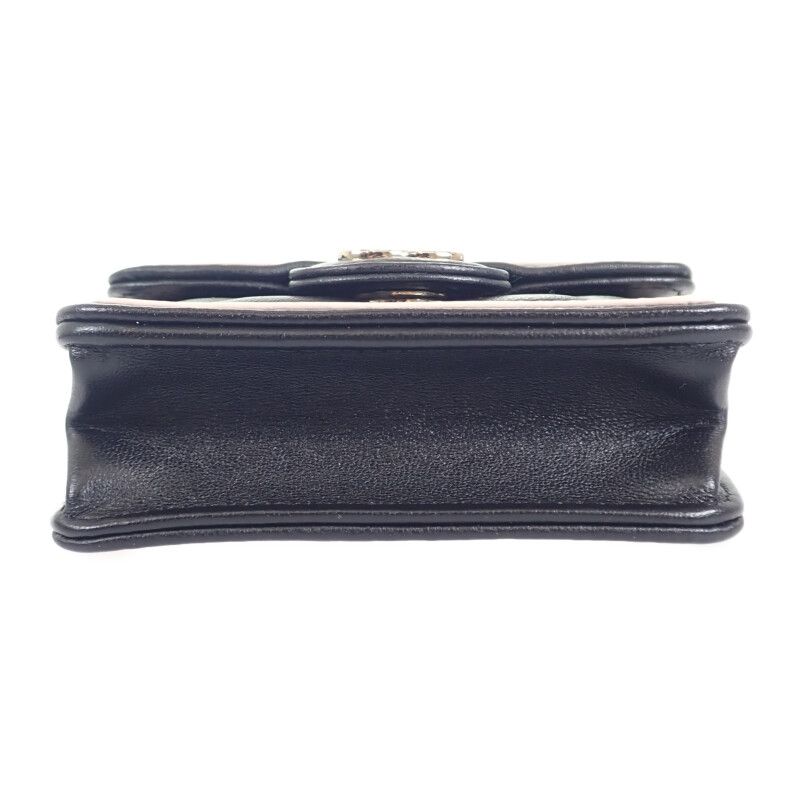 Chanel Mini Quilted Chain Clutch Ap3560 Shoulder Bag Lambskin Black Beige — view 7