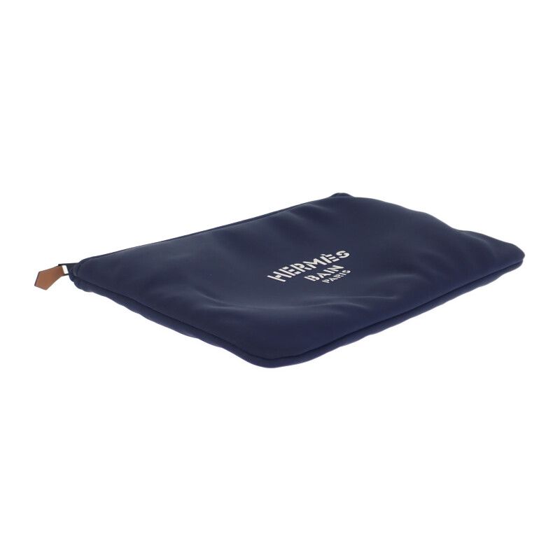 Hermes Trousse Flat MM Neobain Pouch Nylon Polyurethane Navy — view 4