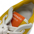 Hermes Giga Sneakers Shoes Fabric Leather Yellow White — view 9