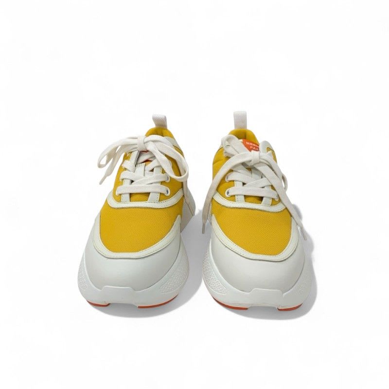 Hermes Giga Sneakers Shoes Fabric Leather Yellow White — view 2