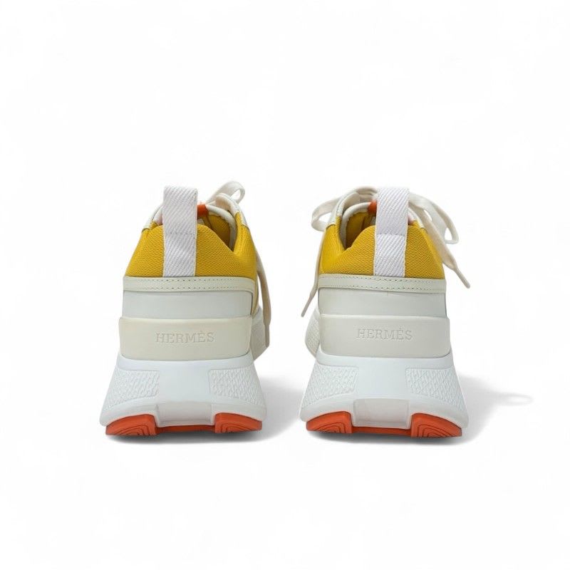 Hermes Giga Sneakers Shoes Fabric Leather Yellow White — view 5