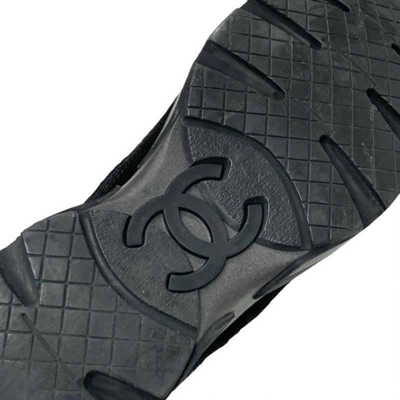 Chanel Sneakers Shoes Fabric Black Blue Coco Mark Metallic — view 8