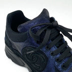 Chanel Sneakers Shoes Fabric Black Blue Coco Mark Metallic — view 9