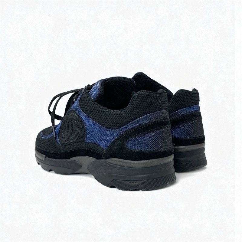 Chanel Sneakers Shoes Fabric Black Blue Coco Mark Metallic — view 4