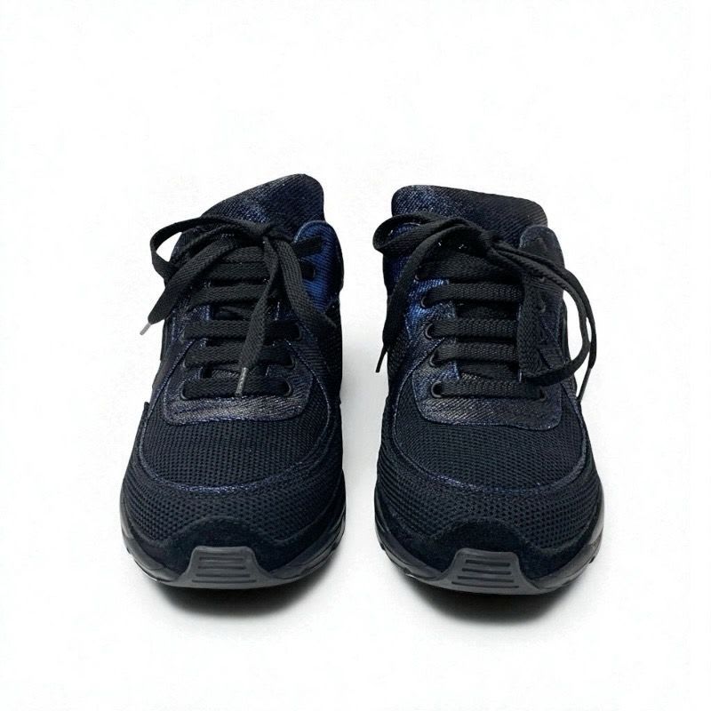Chanel Sneakers Shoes Fabric Black Blue Coco Mark Metallic — view 2