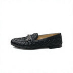 Chanel Loafer Leather Shoes Black Silver Coco Mark Quilted Flat — view 3
