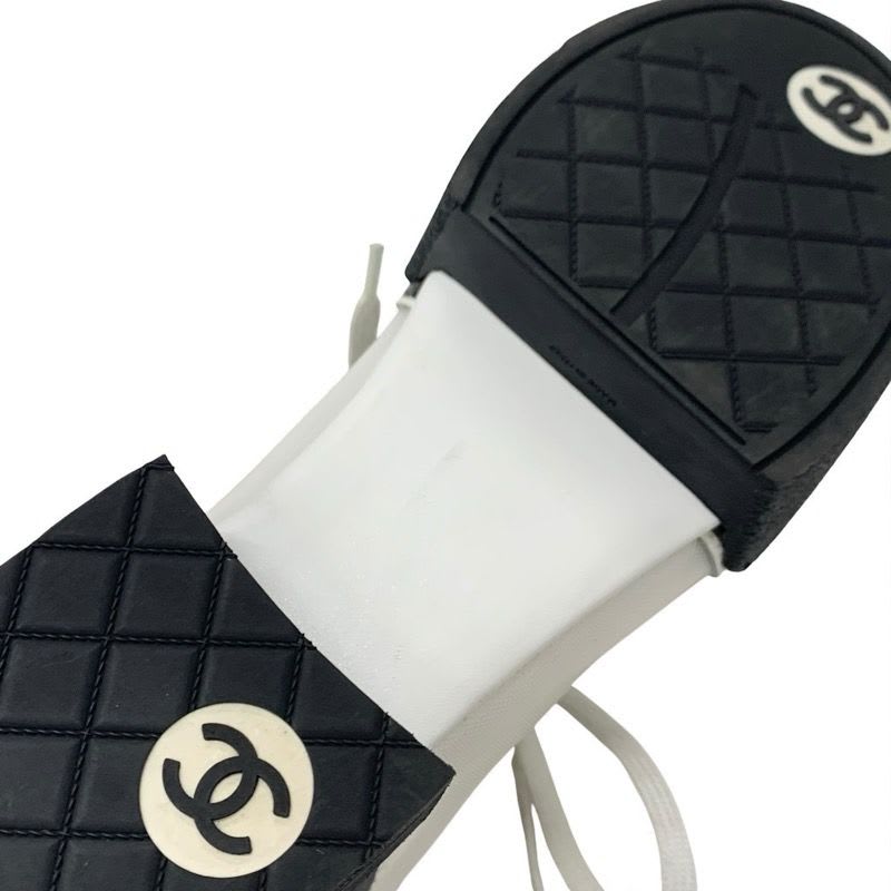 Chanel Sneakers Shoes Leather Mesh White Black Coco Mark Lace Up — view 8