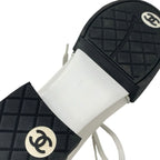 Chanel Sneakers Shoes Leather Mesh White Black Coco Mark Lace Up — view 8