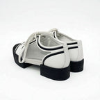 Chanel Sneakers Shoes Leather Mesh White Black Coco Mark Lace Up — view 4