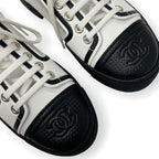 Chanel Sneakers Shoes Leather Mesh White Black Coco Mark Lace Up — view 9