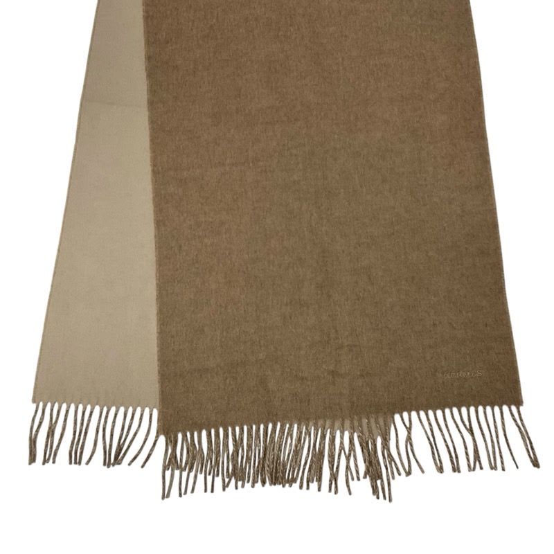 Hermes Rectoverso Muffler Cashmere Beige Brown Shawl Logo Reversible Scarf — view 5