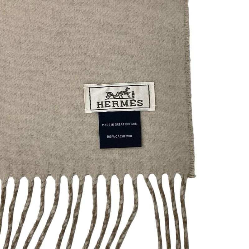 Hermes Rectoverso Muffler Cashmere Beige Brown Shawl Logo Reversible Scarf — view 7