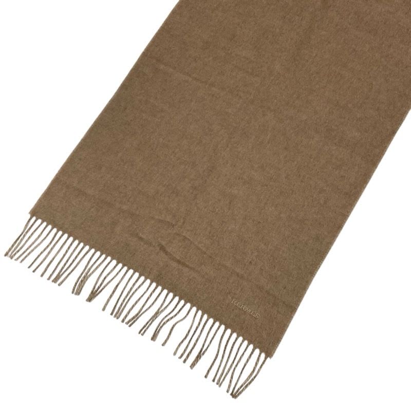 Hermes Rectoverso Muffler Cashmere Beige Brown Shawl Logo Reversible Scarf — view 3