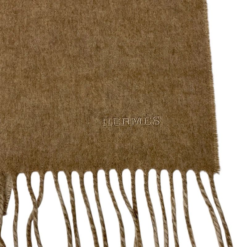Hermes Rectoverso Muffler Cashmere Beige Brown Shawl Logo Reversible Scarf — view 6