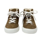 Hermes Daydream Sneakers Shoes Suede Shearling Brown Silver High Cut — view 2