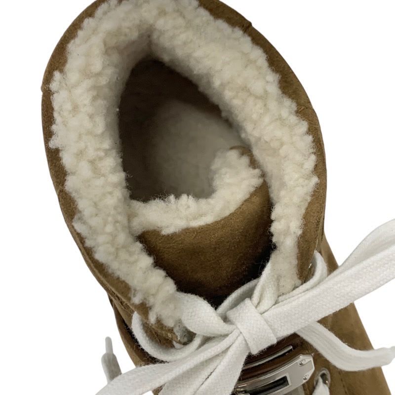 Hermes Daydream Sneakers Shoes Suede Shearling Brown Silver High Cut — view 7