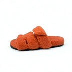 Hermes Chypre Sandals Shoes Shearling Orange Flat — view 3