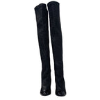 Chanel Boots Long Shoes Leather Black Knee High Coco Mark — view 2