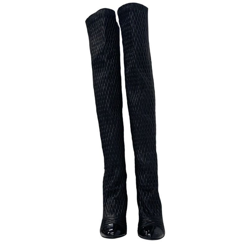 Chanel Boots Long Shoes Leather Black Knee High Coco Mark — view 2