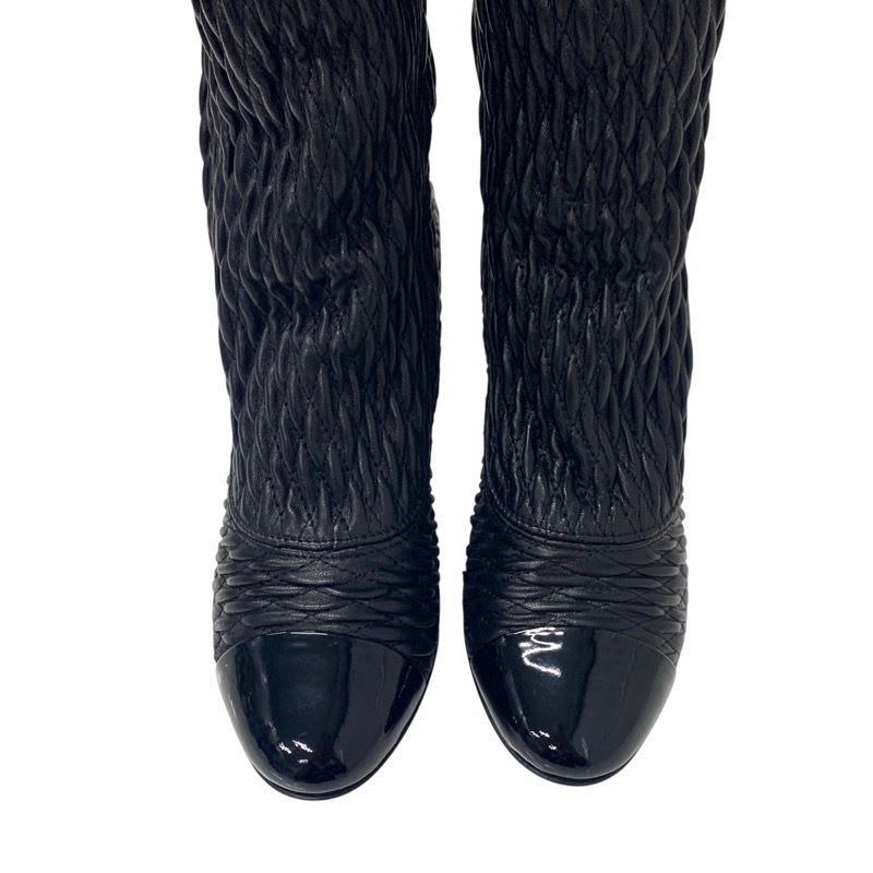 Chanel Boots Long Shoes Leather Black Knee High Coco Mark — view 9