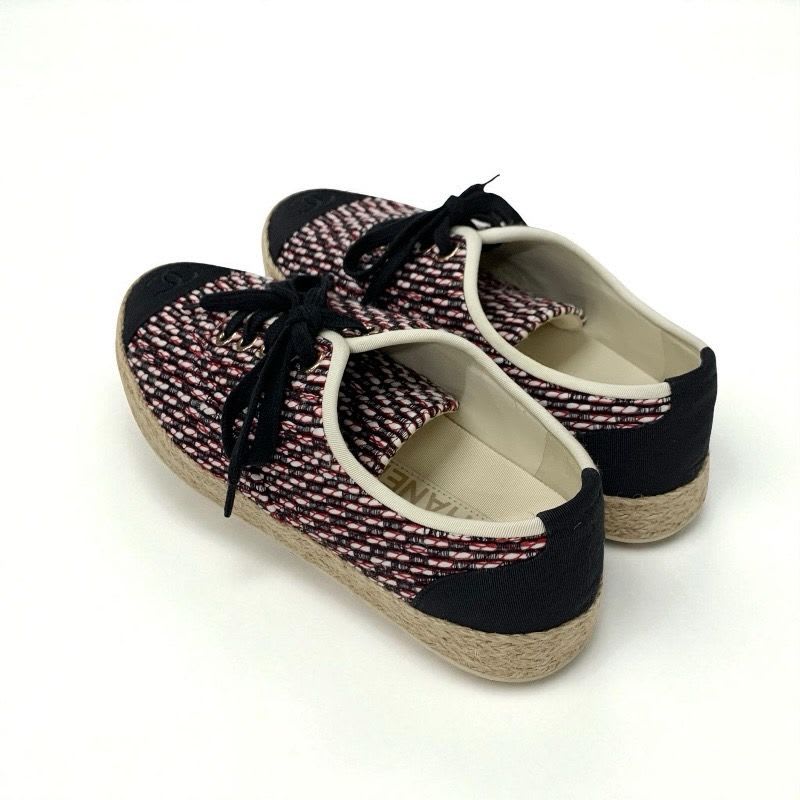 Chanel Sneakers Shoes Fabric Black Red White Coco Mark Espadrilles — view 4