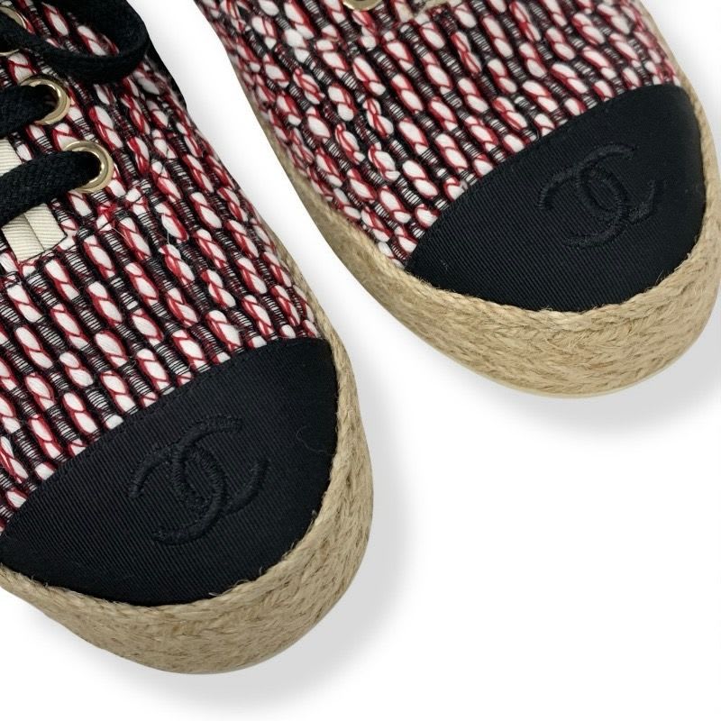 Chanel Sneakers Shoes Fabric Black Red White Coco Mark Espadrilles — view 9