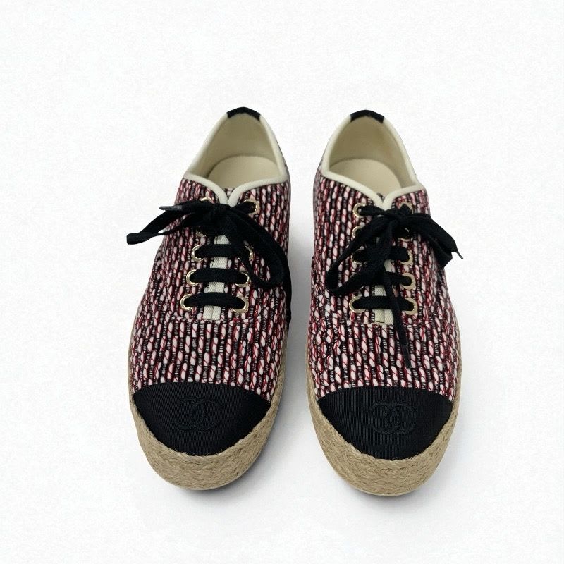 Chanel Sneakers Shoes Fabric Black Red White Coco Mark Espadrilles — view 2