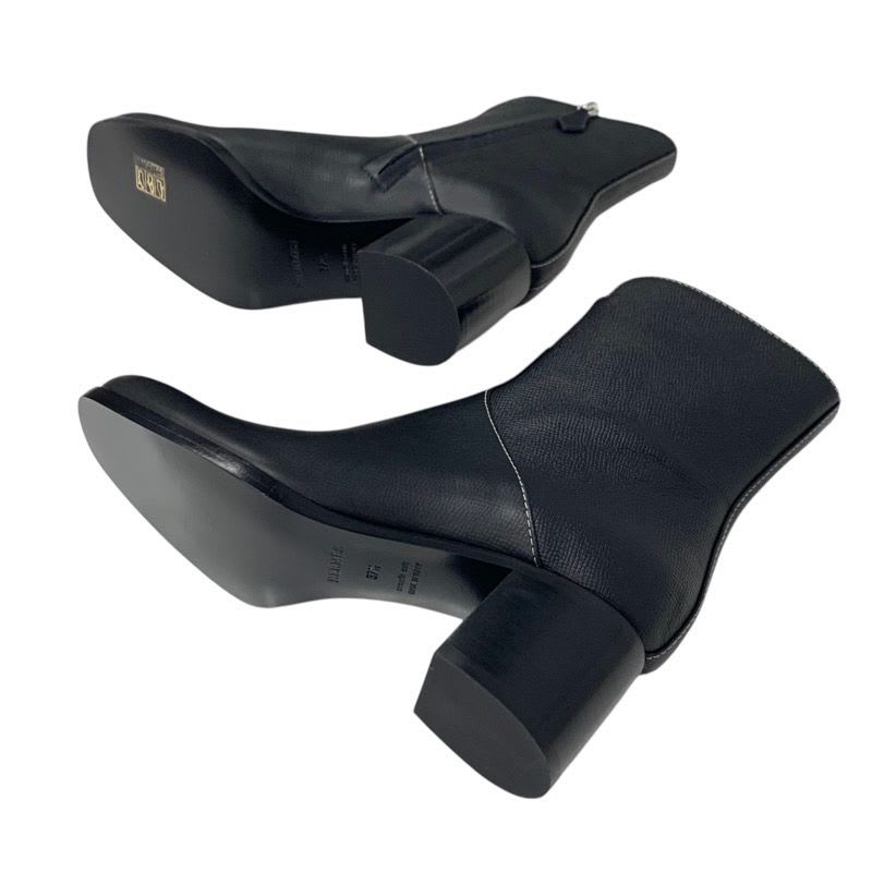 Hermes Flats Boots Short Shoes Leather Black Stitching — view 6