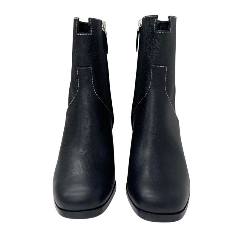 Hermes Flats Boots Short Shoes Leather Black Stitching — view 2