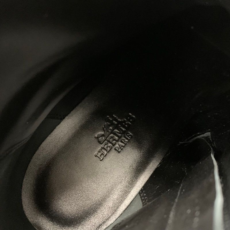 Hermes Flats Boots Short Shoes Leather Black Stitching — view 7