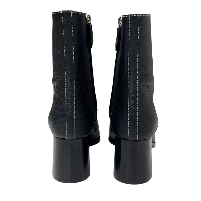Hermes Flats Boots Short Shoes Leather Black Stitching — view 5