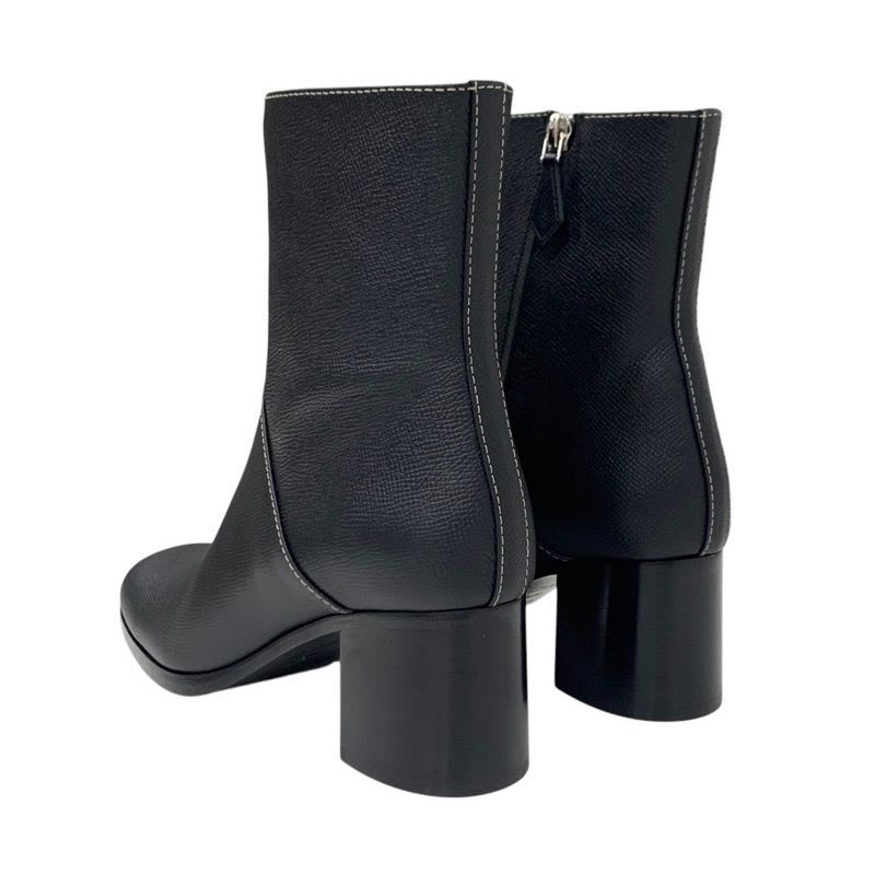 Hermes Flats Boots Short Shoes Leather Black Stitching — view 4